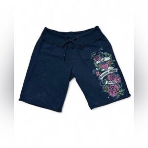 Y2K tattoo rose graphic sweatpants shorts early 2000s grunge goth small whimsy